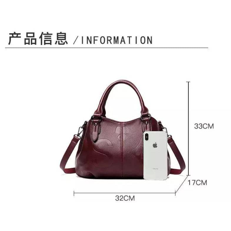 شنطة يد نسائية عصرية من الجلد المرن - عنابي - KSA