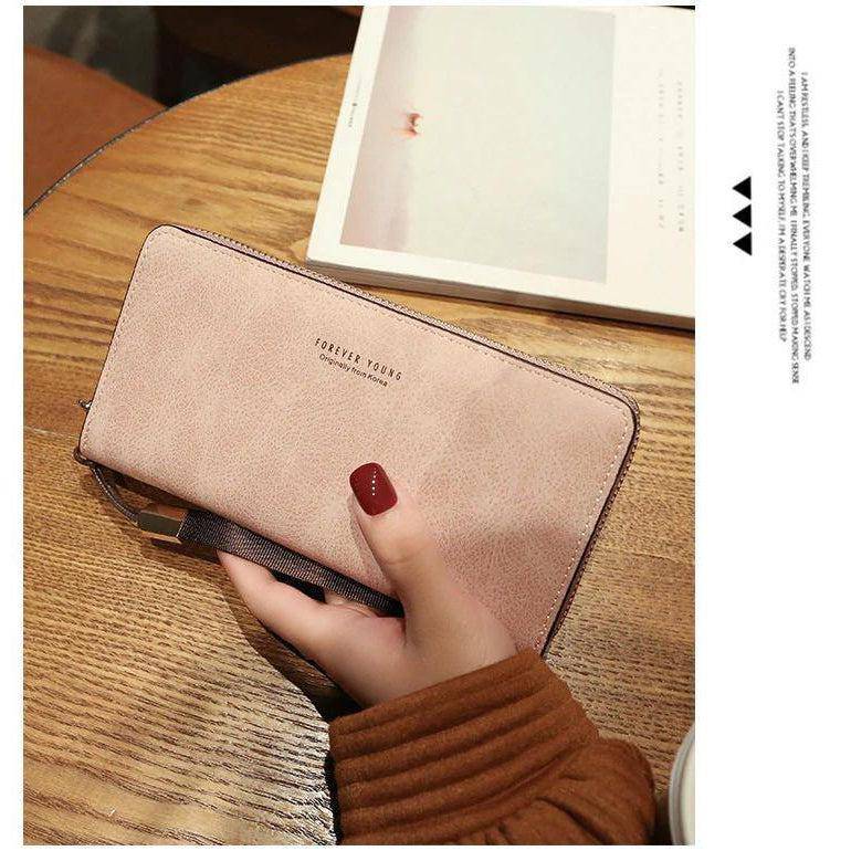 محفظة نسائية صغيرة من الجلد بتصميم طولي ساحر - وردى - KSA