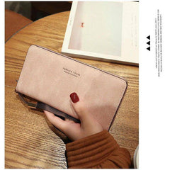 محفظة نسائية صغيرة من الجلد بتصميم طولي ساحر - وردى - KSA