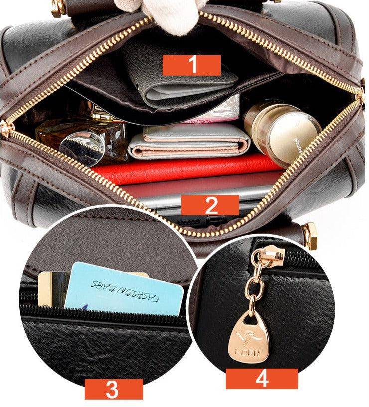 حقيبة باللون البني صغيرة بيد صغيرة وحزام طويل لحملها على الكتف. - KSA