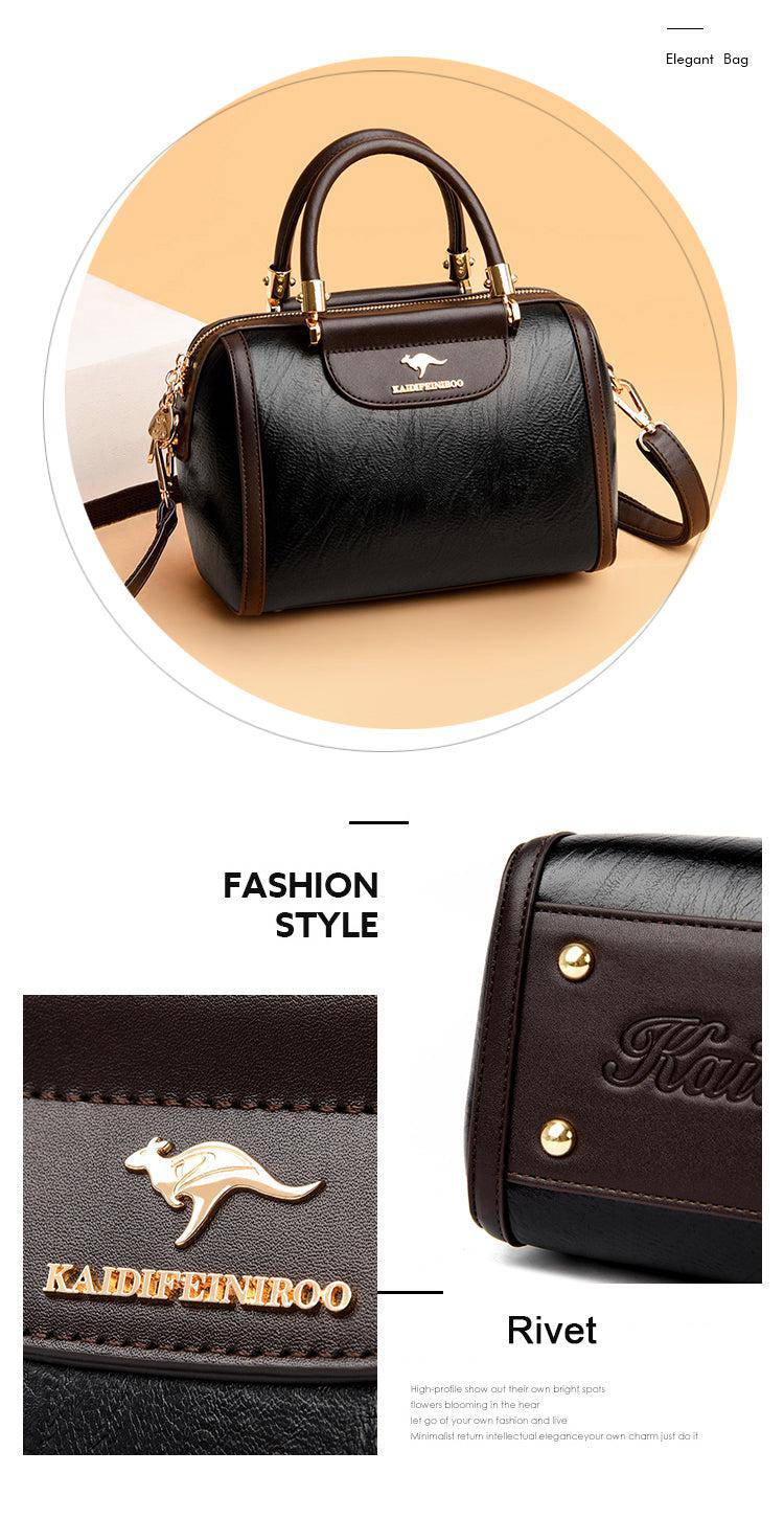 حقيبة باللون البني صغيرة بيد صغيرة وحزام طويل لحملها على الكتف. - KSA