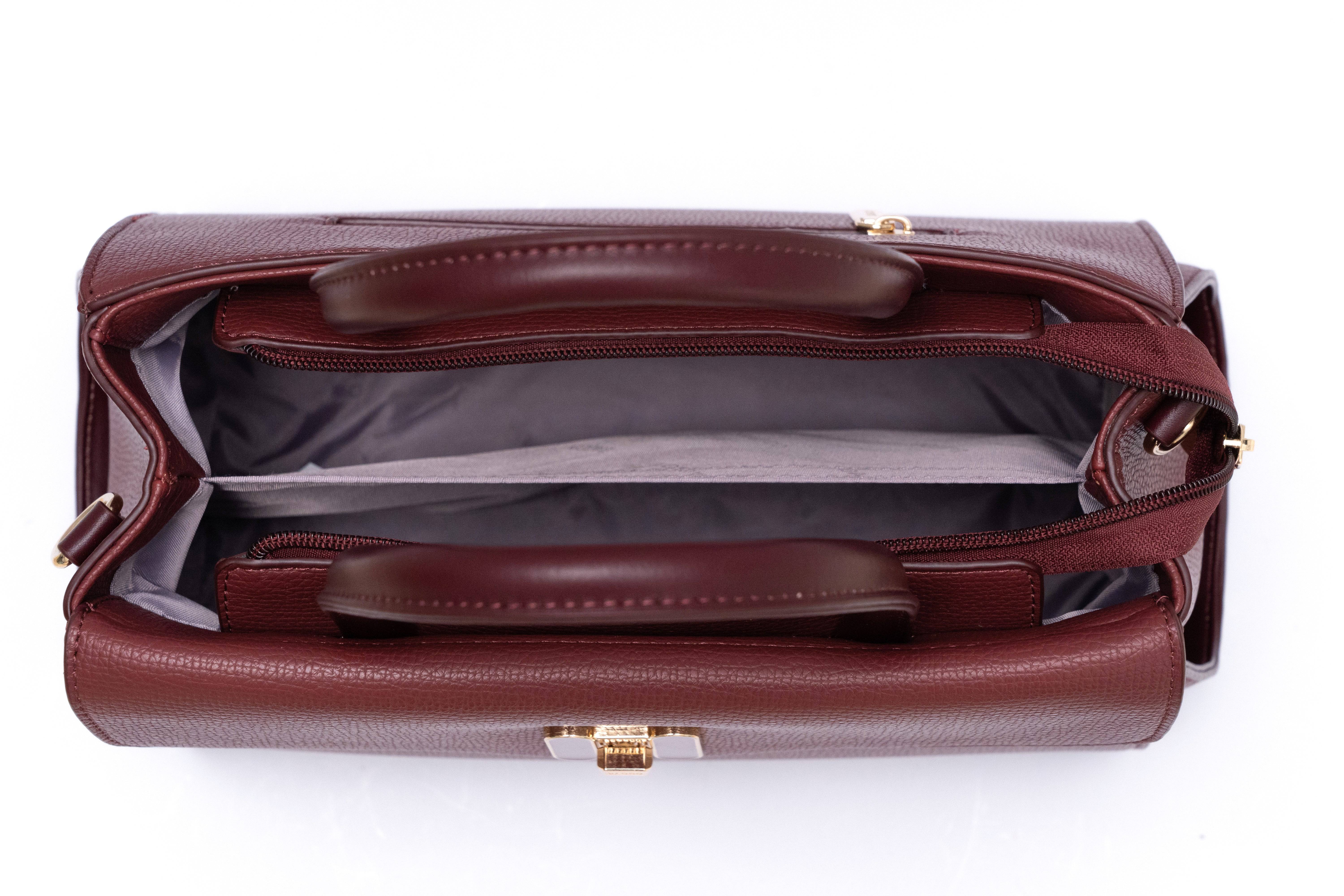 حقيبة يد نسائية متوسطة الحجم بتصميم جذاب أنيق جداً بيد متوسطة وحزام طويل باللون الاسود - KSA