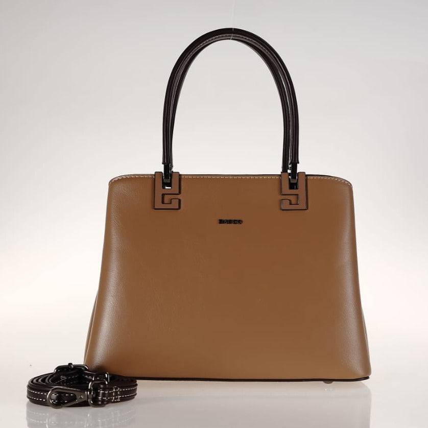 حقيبة يد نسائية باللون الاسود الغامق متوسطة الحجم بيد مريحة وبملمس وتصميم مميز. - KSA