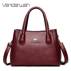 شنطة يد نسائية صغيرة من الجلد بتصميم كلاسيكي رقيق - عنابي - KSA