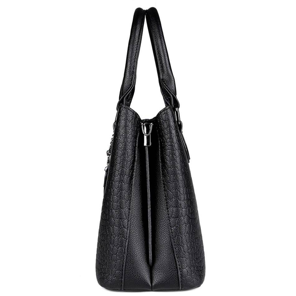 شنطة يد نسائية كبيرة جلد بتصميم فاخر ولون مريح - بيج - KSA