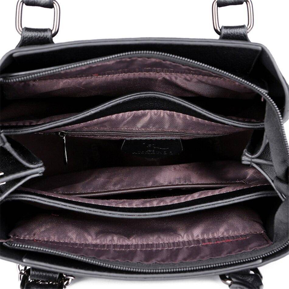 شنطة يد نسائية كبيرة جلد بتصميم فاخر ولون مريح - بيج - KSA