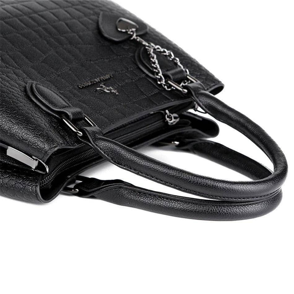 شنطة يد نسائية كبيرة جلد بتصميم فاخر ولون مريح - بيج - KSA