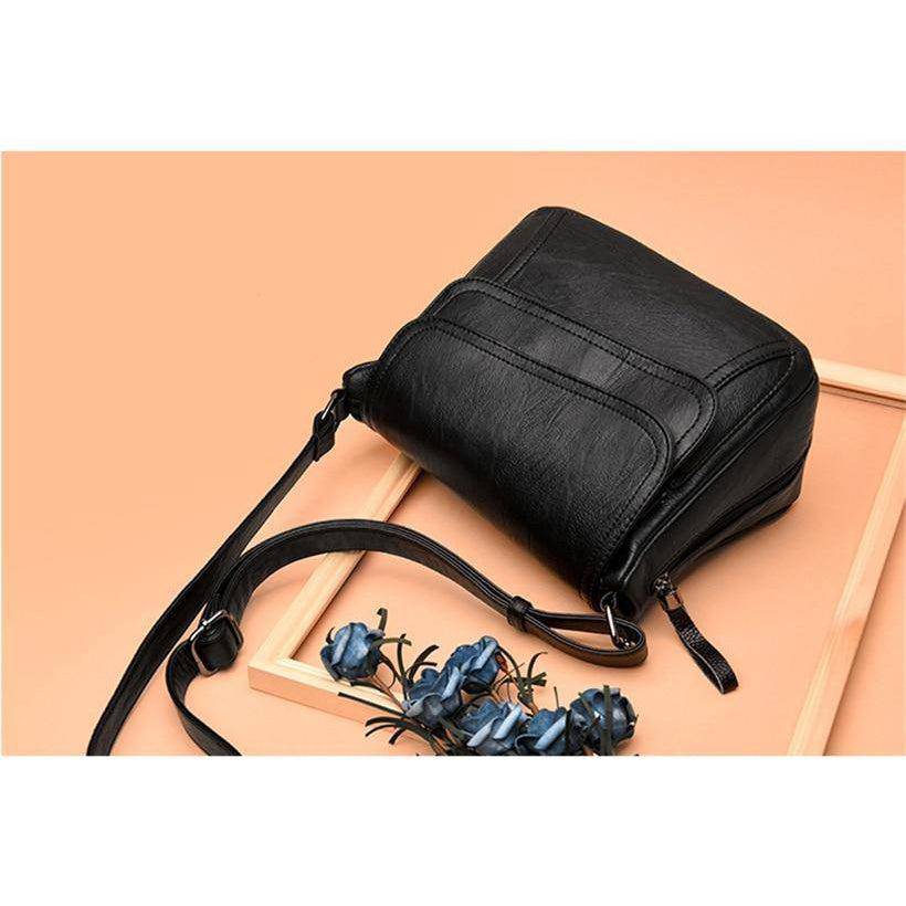 شنطة كروس بودي نسائية جلد مرن - أسود - KSA