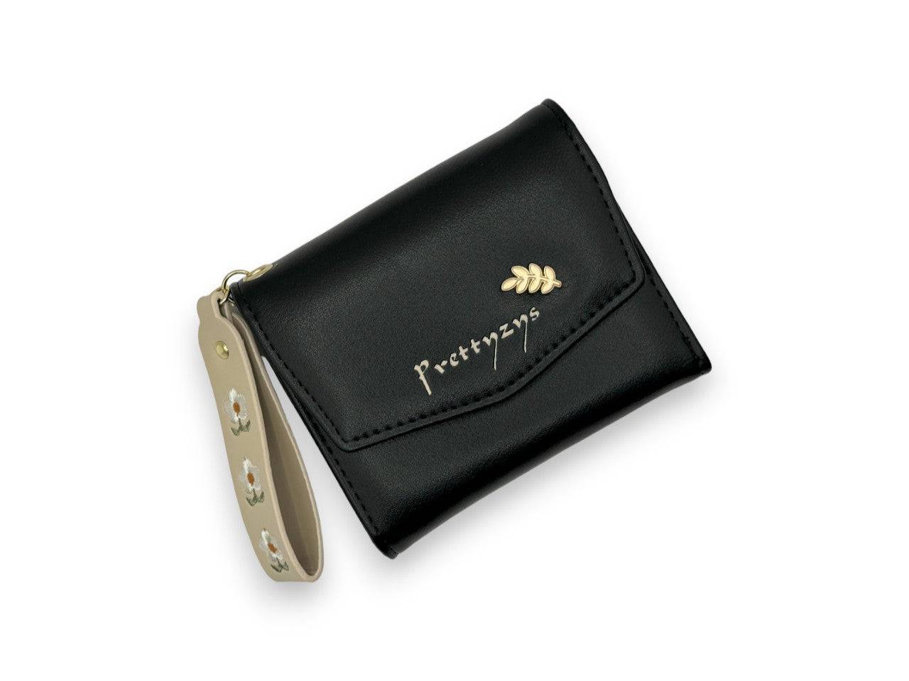 محفظة نسائية صغيرة باللون الاسود مستطيلة الشكل بيد لتعليق المحفظة في الحقيبة أو على يديكِ - KSA