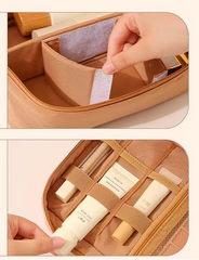 حقيبة مكياج منظمة فاخرة لون بيج ناعم - KSA