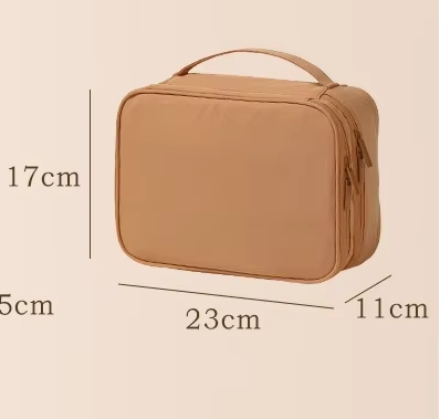 حقيبة مكياج منظمة فاخرة لون بيج ناعم - KSA