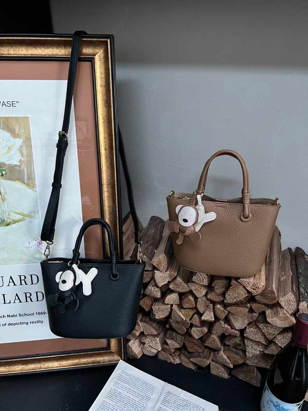 حقيبة يد نسائية كبيرة لون اسود مع حزام طويل - KSA