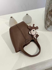 حقيبة يد نسائية كبيرة باللون البني بيد قصيرة - KSA