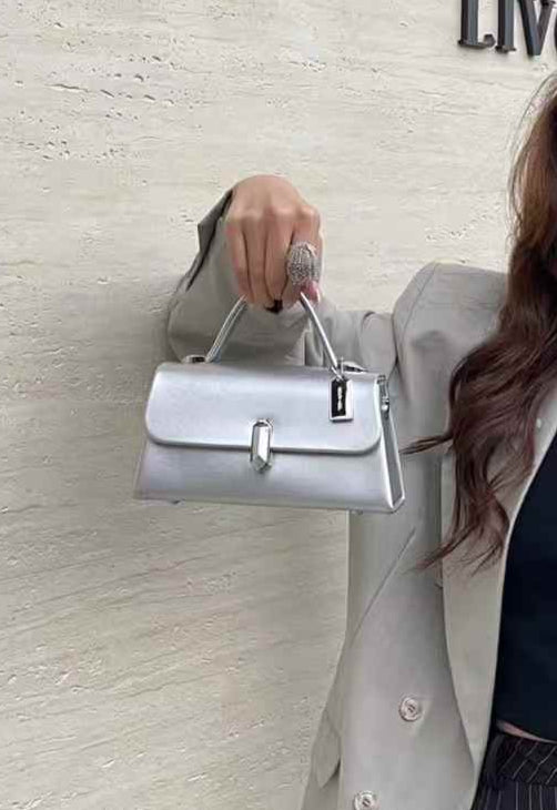 حقيبة يد نسائية صغيرة الحجم مناسبة للسهرات باللون الفضي