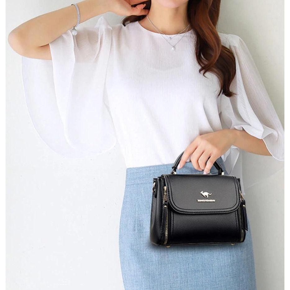 شنطة كروس بودي نسائية جلد مرن - أسود