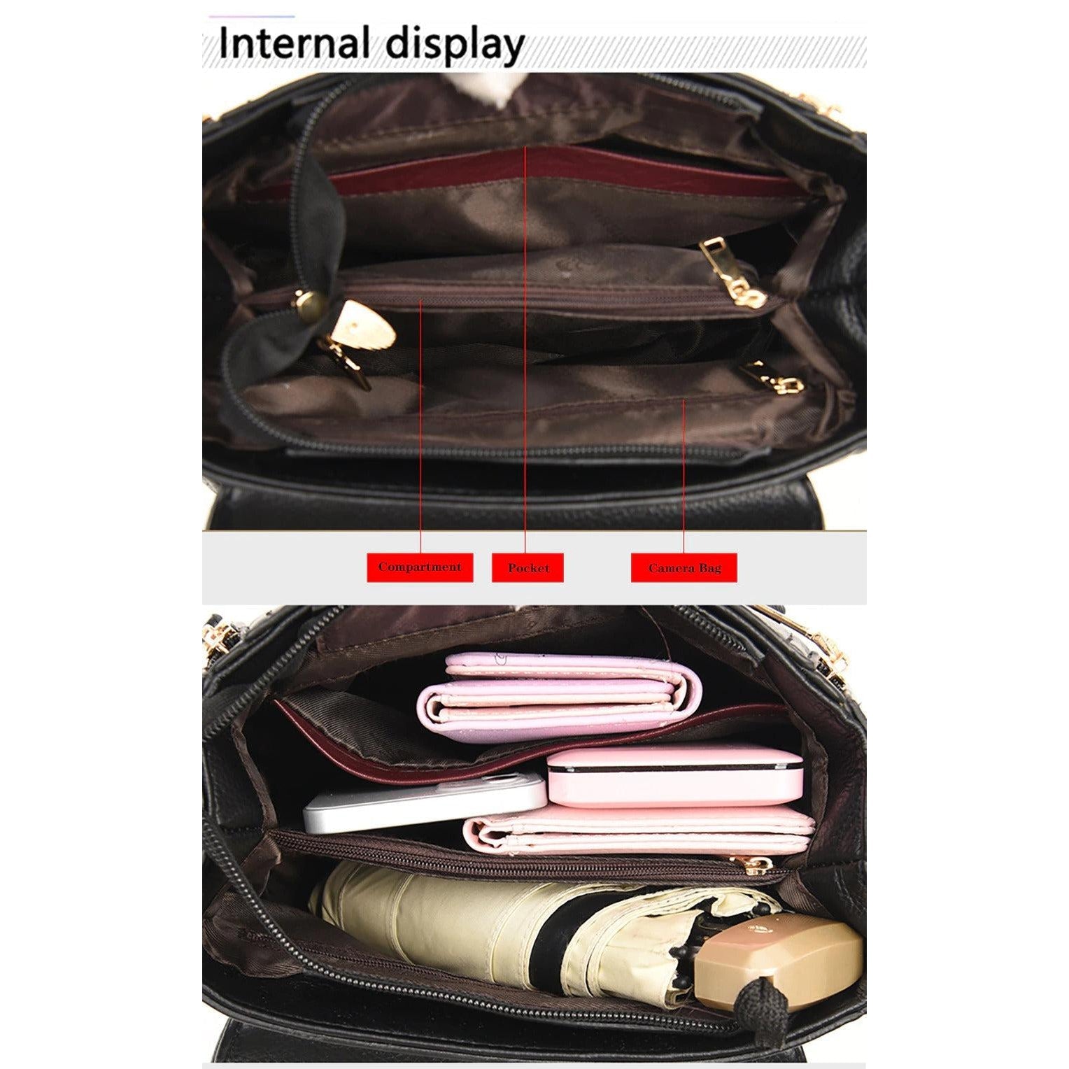 شنطة كروس بودي نسائية جلد مرن - أسود